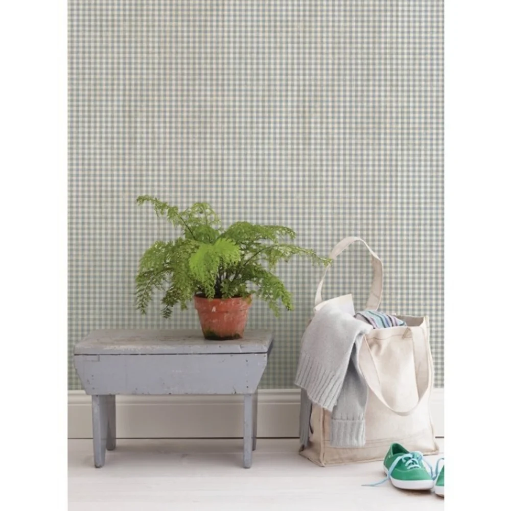 Wallpaper Blue Greer Gingham Check